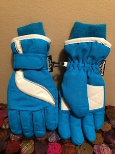 Girl Turquoise & White Joe Boxer Gloves Thinsulate Insulation 40Gram Size M EUC  - Picture 1 of 5