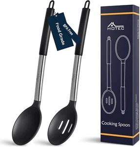 Heat Resistant Large Silicone Cooking Spoon, Solid Slotted Spoons, Nonstick K... - Picture 1 of 7