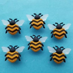 Craft Buttons BEE HAPPY Yellow Black Beehive Wings Bumble Insect Dress It Up - Picture 1 of 2