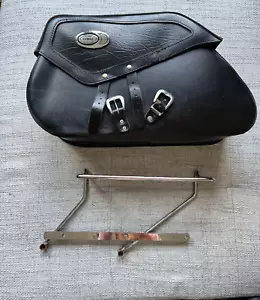 Ledrie Moto Motorcycle Motorbike Rigid Leather Saddlebag with mounting pcs - Bild 1 von 11