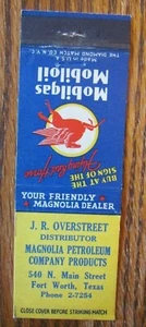 PORTADA DE CERILLAS DE GASOLINERA MÓVIL J. OVERSTREET: FORT WORTH, TEXAS -E15 - Imagen 1 de 2