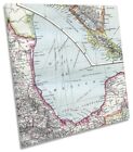 Gulf of Mexico Old Vintage Map Picture CANVAS WALL ART Square Print