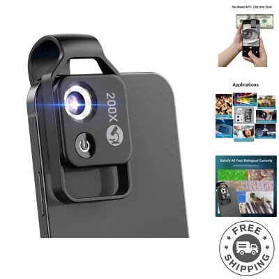 Universal Clip-On 200x LED Microscope - Perfect Gift for Curious Minds - Image 1 of 4