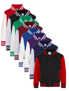 AWDis Boys Girls Childs Varsity Letterman University College Baseball Jacket - Picture 1 of 16