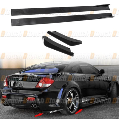 Глянцевый черный боковой разветвитель юбки + задний разветвитель комплекты кузова для Hyundai Tiburon - Изображение 1 из 4