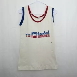 Vintage Herren 70’s Velva Sheen The Citadel White Thermo Tank Top XL Red Trim - Bild 1 von 7