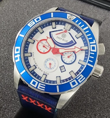 Reloj Deep Blue CalDiver EE. UU. 500 46 mm automático de buceo reserva de marcha esfera blanca/roja Foto 1 de 4
