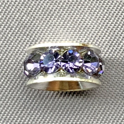 Violet Rhinestone Large Hole Spacer 4x10mm Silver Plated Alloy Q15 Beads Per Pkg - Image 1 of 2