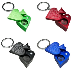 Creative Poker Peach Heart Keychain Shaped Pipe Portable Mini Metal Small Pipe - Picture 1 of 9