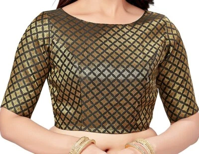 Blusa sari confeccionada, blusa de seda Chanderi para fiesta, blusa sari talla grande Foto 1 de 4