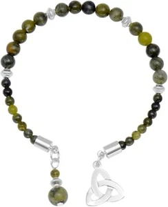 Connemara Marble Beads Green Bracelet Irish Charms Women Gift Birthday Present - Picture 1 of 1