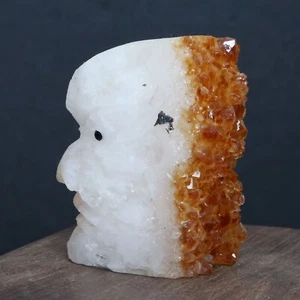 #2-167g Natural Drusy Citrine Strange Carving Human Face Amazing Crystal Healing - Picture 1 of 12