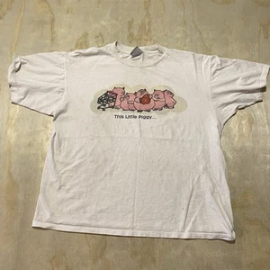 Vintage "This Little Piggy" Grafik T-Shirt - lustiges Cartoon Schweine Tee - Bild 1 von 6