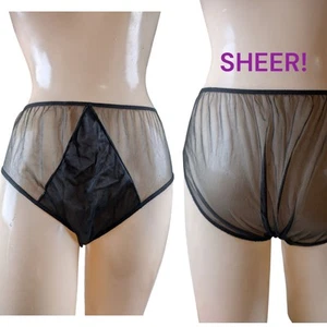 Vintage 50s 60s Sheer Nylon Panties Peekaboo Illusion Nylon Gusset Pin Up M-XL - Picture 1 of 11