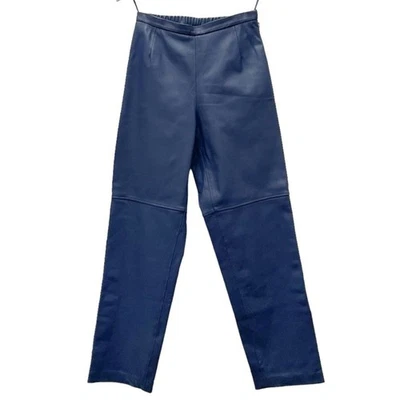 Calça social vintage Terry Lewis clássica luxo 100% couro azul índigo tamanho 6 - Imagem 1 de 4