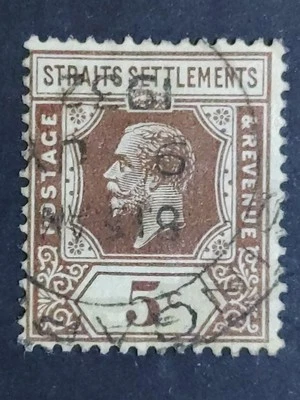 Straits Settlements 1921 1922-32 King George V Wmk MSCA 5c Brown - 1v Used #5 - Image 1 of 2
