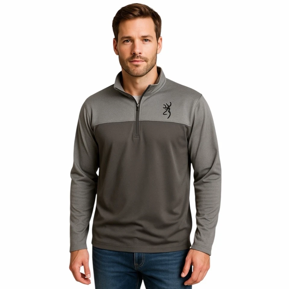Browning Porter 1/4 пуловер на молнии толстовка мужская L серый гольф логотип производительность Топ - Изображение 1 из 4