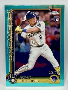 2025 Topps Chrome - Isaac Collins #92 Aqua Refractor /199 (RC) Brewers - Picture 1 of 2