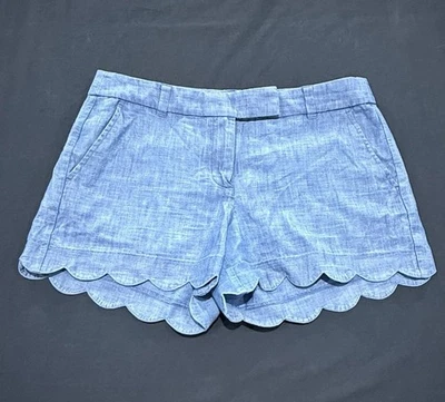 Pantalones Cortos J Crew Cambray Con Dobladillo Festoneado Para Mujer Talla 8 Azul 4” Entrepierna Foto 1 de 4