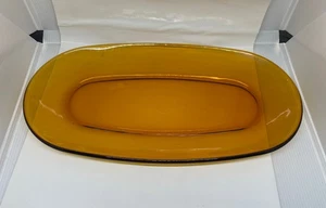 Vintage Duralex Servierschale Braunglas 8" oval / länglich Frankreich - Bild 1 von 5
