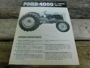 1960's Original Ford 4000 Tractor Sales Brochure B&W Pamphlet - Picture 1 of 4