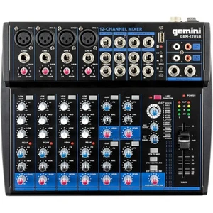 Gemini GEM-12USB 12-Channel USB Mixer for Podcasts With Bluetooth and Effects - Picture 1 of 8