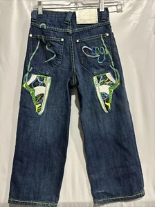 Coogi Jean Pants Sz 7 Boy Logos Tennis Shoes Dark Wash As Is - Picture 1 of 15