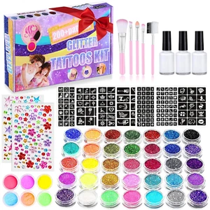 492 Glitzer Tattoo Set Mädchen Temporäres, 41 Farben Glitzerpulver 215 Strassste - Bild 1 von 12