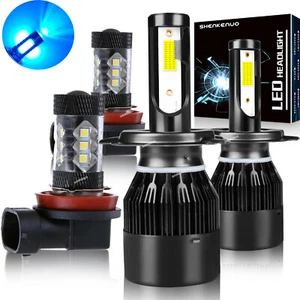 Combo faros LED H4+H11 haz alto y bajo bombillas niebla 2 pares 8000K AZUL HIELO - Imagen 1 de 15