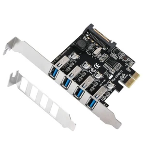 4 Port PCI-E to USB 3.0 Adapter PCI-E Expansion Card with 15-Pin Power Connector - Afbeelding 1 van 6