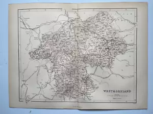 1868 antique chromolithograph county map of Westmoreland England - Picture 1 of 6