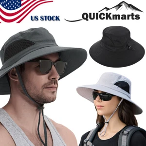 Unisex Men Women Sun Hat Wide Brim Bucket Cap Fr Safari Fishing Hiking Gardening - Picture 1 of 12
