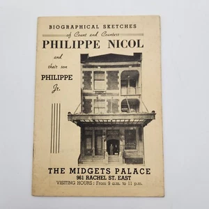 Vintage Philippe Nicol The Midgets Palace Biographical Sketches Souvenir Booklet - Bild 1 von 5
