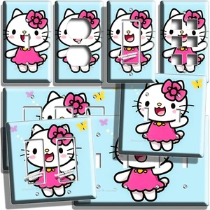 CUTE CAT HELLO KITTY INSPIRED LIGHT SWITCH OUTLET WALL PLATE BABY ROOM ART DECOR - Picture 1 of 35