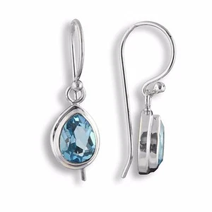 Exclusive Blautopas Blau Topas Ohrringe ECHT 925er Silber Hänger Design SER200 - Bild 1 von 1