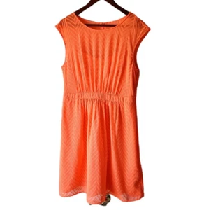 J Crew Womens Sleeveless Eyelet Fit Flare Dress Neon 3459 Orange Cotton 12 NEW - Picture 1 of 12