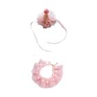 Tie Up Hat Scarf Set Adjustable Collar Pet Outfit Birthday Hat  Cat