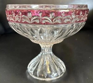 Vintage Anna Hutte Bleikristall Heavy Lead Crystal And Ruby Red Glass Candy Dish - Picture 1 of 4