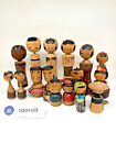 Lot de 16 poupées japonaises vintage Sosaku / Kokeshi créatives peinture artisanale en bois