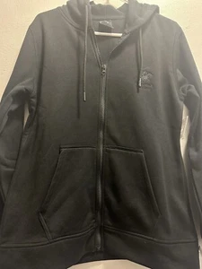 Beverly Hills Women's Long Sleeve Black Hooded Zip Up Sweatshirt Size L - Picture 1 of 5