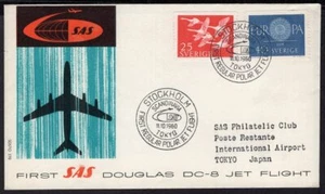 1657 SVEZIA AL GIAPPONE FFC PRIMO VOLO COVER 1960 VOLO POLARE SAS A TOKYO - Foto 1 di 2