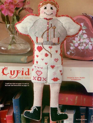 Cupid Shelf Sitter & Luv My Cat Cross Stitch Magazine Patterns - 2 Designs - Image 1 of 2