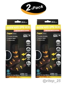 2 PK Mens Womens Goldstar Copper Heated Anti-Fatigue Compression Thermal Socks - Picture 1 of 9