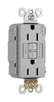 Legrand Radiant PT1597TRGRY 15A Duplex Outlet GFCI Gray Tamper Resistant 1ct - Image 1 of 4