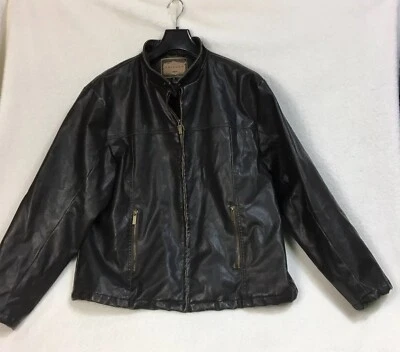 Chaqueta de bombardero de colección Arizona Jeans para hombre de cuero sintético envejecido talla XL marrón motociclista Foto 1 de 4