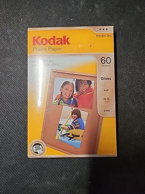 Kodak Photo Paper Instant Dry Gloss 60 sheets 4"x6" 44 lb 6 Mil New - Image 1 of 4