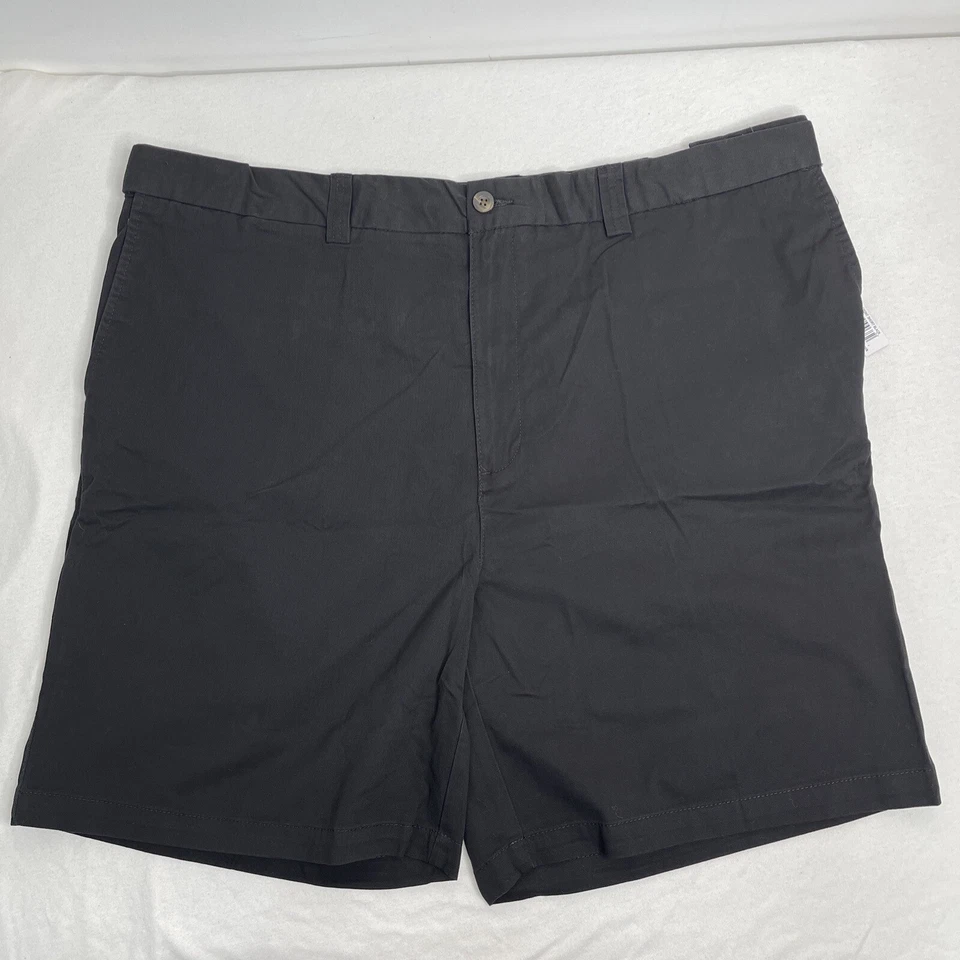 Amazon Essentials Shorts Mens 46 Black Flex Waist Chinos Flat Front Preppy
