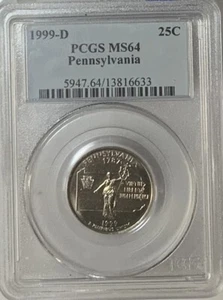 1999 D Pennsylvania Statehood Quarter PCGS MS 64 - Picture 1 of 2