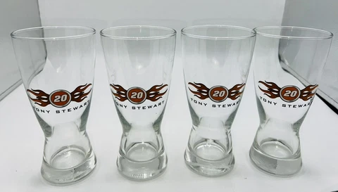 Tony Stewart 20 Home Depot NASCAR Winners Circle 16oz Beer Pilsner Glasses Set 4 Cover