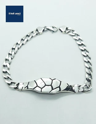 Bracciale Uomo in argento 925 massiccio con targa centrale incisa catena piena - Immagine 1 di 4